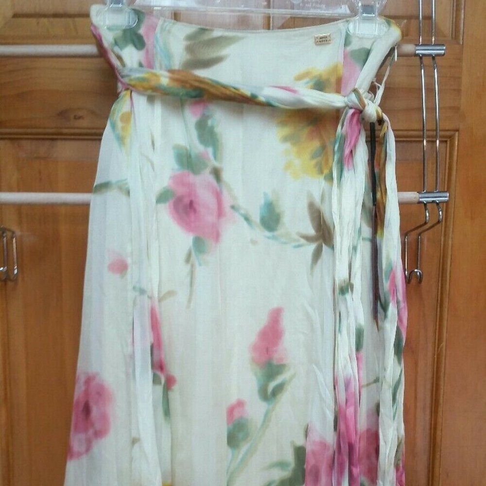 MISS SIXTY Floral Silk Skirt High Waist Tie-belt S